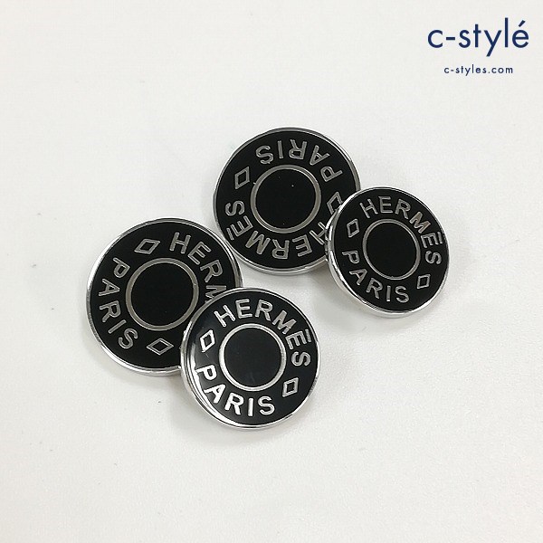 HERMES エルメス カフス シルバー×ブラック ビジネス 紳士 アクセサリー