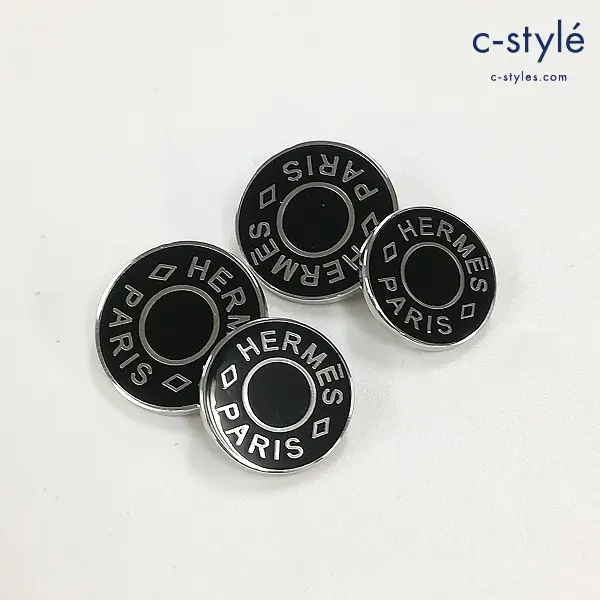 HERMES エルメス カフス シルバー×ブラック ビジネス 紳士 アクセサリー