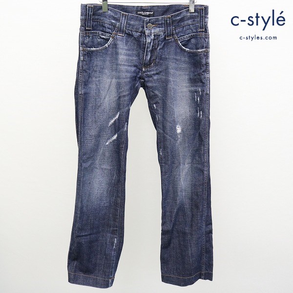 DOLCE&GABBANA ドルチェ&ガッバーナ デニムパンツ 46 インディゴ G3T2FD/G8486 ダメージ加工 MADE IN ITALY