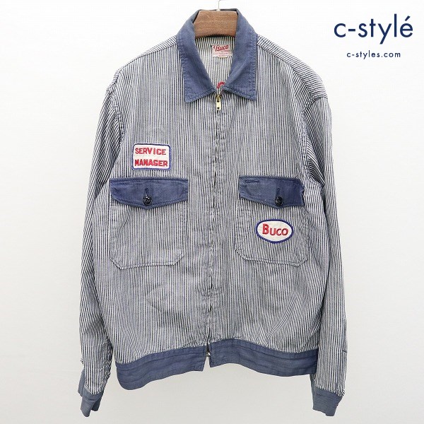 THE REAL McCOY’S ザ・リアルマッコイズ BUCO ヒッコリー サービスマンジャケット ブルー系×ホワイト 長袖