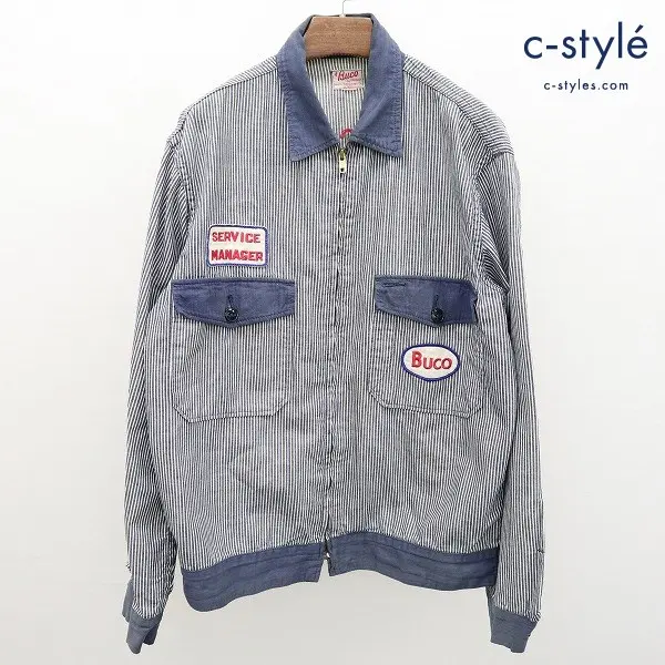 THE REAL McCOY’S ザ・リアルマッコイズ BUCO ヒッコリー サービスマンジャケット ブルー系×ホワイト 長袖