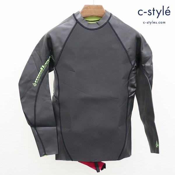 VOLCOM ボルコム ウェットスーツ トップス ブラック×グリーン 長袖 サーフィン ダイビング ラッシュガード