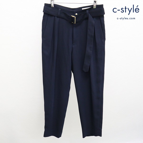 CULLNI クルニ 21AW ベルテッドスラックス size1 ネイビー 21-SS-052 テーパードパンツ 日本製