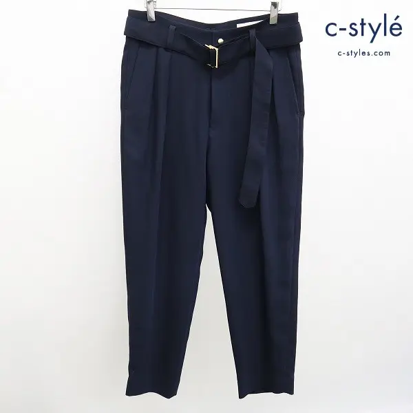 CULLNI クルニ 21AW ベルテッドスラックス size1 ネイビー 21-SS-052 テーパードパンツ 日本製