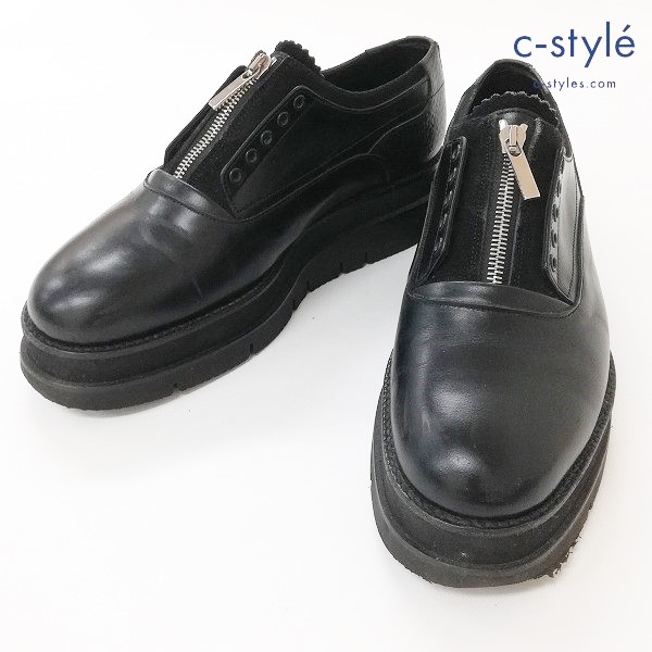 foot the coacher GLOXI ZIP SHOES レザーシューズ 7・1/2 ブラック FTC1634022 シューツリー付き