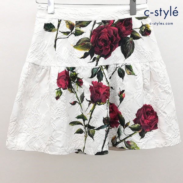 DOLCE & GABBANA ドルチェ&ガッバーナ ローズプリントスカート 9/10 132～143cm ホワイト キッズ 女の子