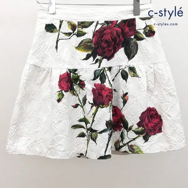 DOLCE & GABBANA ドルチェ&ガッバーナ ローズプリントスカート 9/10 132～143cm ホワイト キッズ 女の子