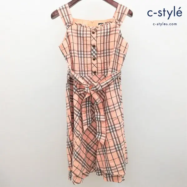 BURBERRY バーバリー ノースリーブワンピース 160A リネン混 日本製 チェック柄 BM196-360-44