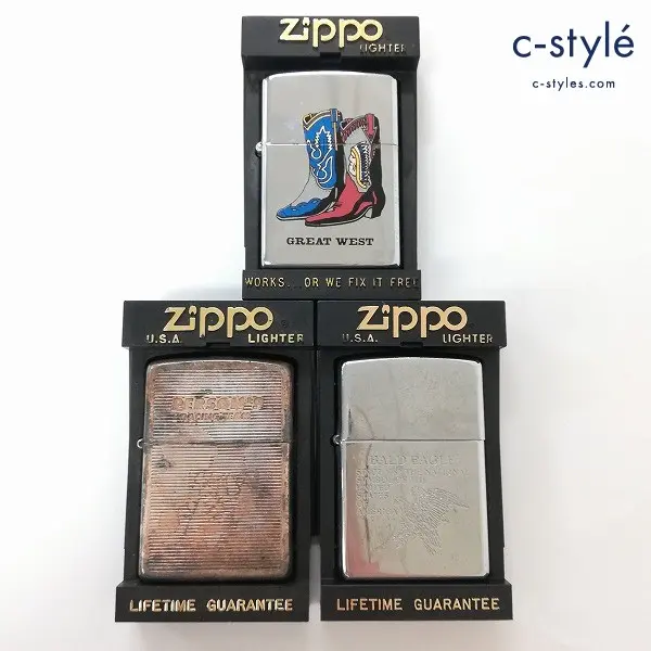 ZIPPO ジッポー オイルライター 喫煙具 煙草 喫煙グッズ PERSON’S / BALD EAGLE / GREAT WEST 計3点