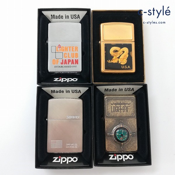 ZIPPO ジッポー オイルライター LIGHTER CLUB OF JAPAN / U.S.A龍 / LOCK ON / 国旗 計4点
