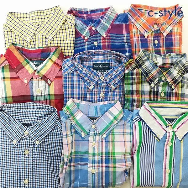 POLO RALPH LAUREN ボタンダウンシャツ 半袖 長袖 チェック ストライプ M 10-12 キッズ 男の子 女の子 計9点