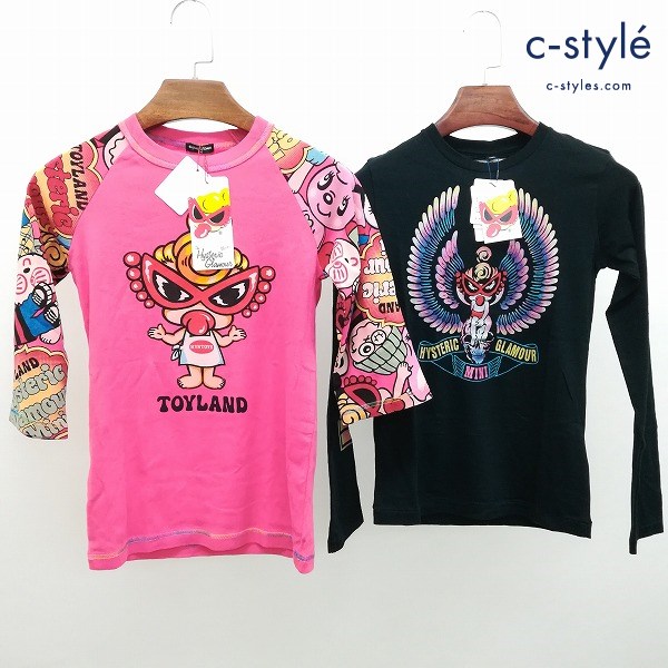 HYSTERIC MINI ヒステリックミニ 長袖 七分袖 Tシャツ 計2点 140 ピンク ブラック 日本製 キッズ