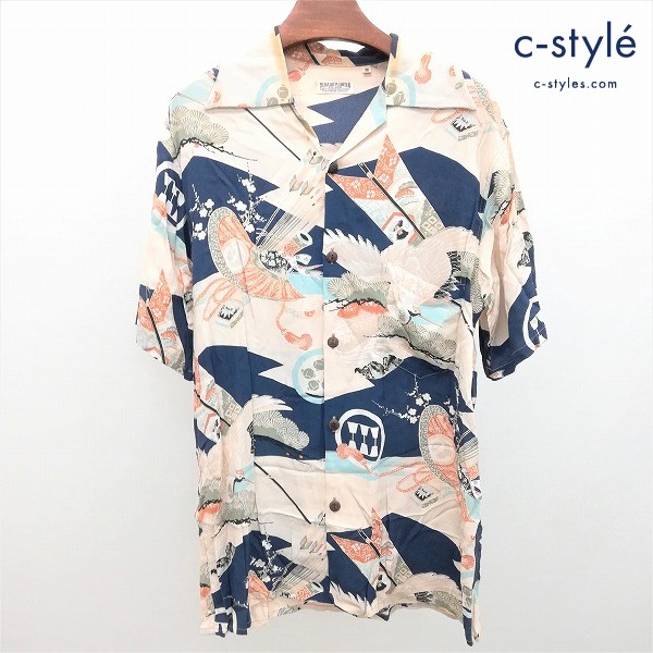 SUN SURF サンサーフ 半袖 アロハシャツ M クリーム系 総柄 SS31211