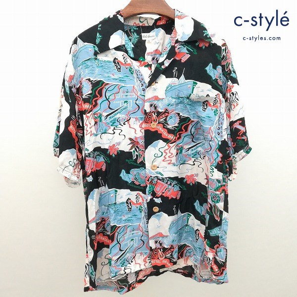 SUN SURF サンサーフ アロハシャツ M ブラック系 SS33564 総柄