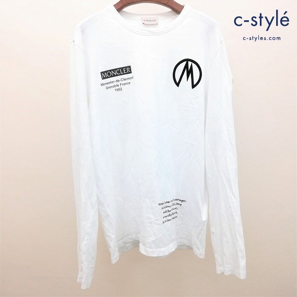 MONCLER モンクレール 長袖Tシャツ M ホワイト ロンT ワッペン 綿100 カットソー