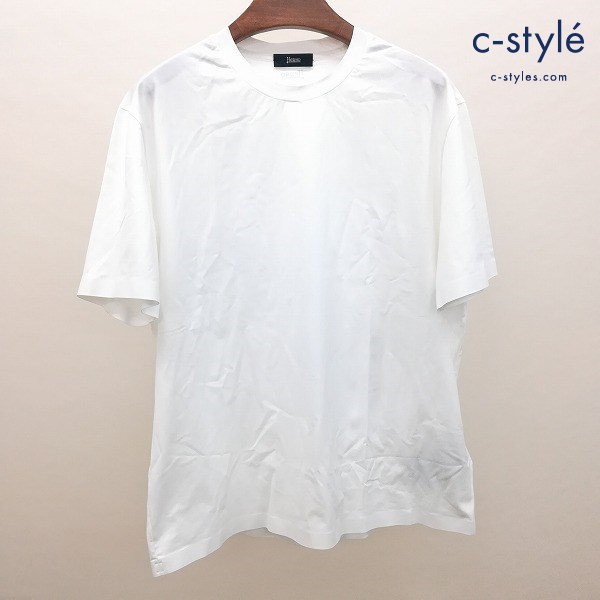 HERNO ヘルノ 半袖 Tシャツ 無地 48 ホワイト ストレッチ 伸縮 クルーネック