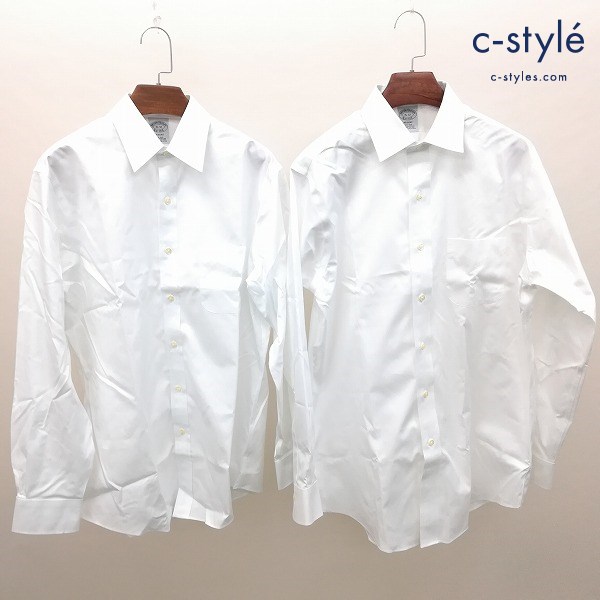 Brooks Brothers ブルックスブラザーズ ノンアイロンドレスシャツ 計2点 15-32 ホワイト 長袖 コットン100