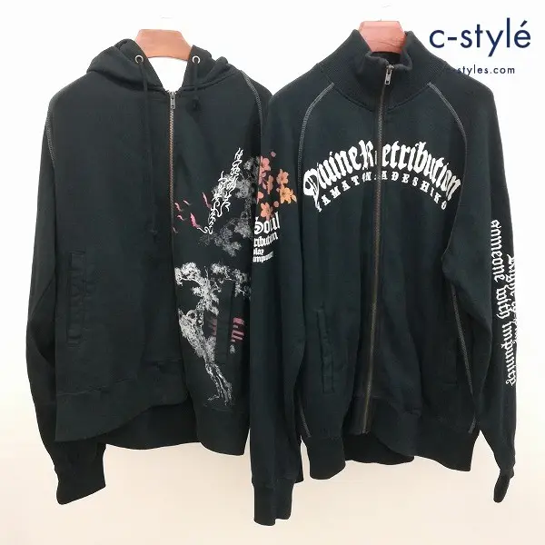 抜刀娘 パーカー スウェットジャケット XL ブラック 和柄 刺繍 プリント