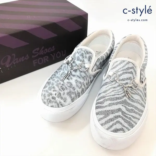 VANS × Needles CLASSIC SLIP-ON ZEBRA / LEOPARD 26.0cm ホワイト×グレー スニーカー ゼブラ レオパード