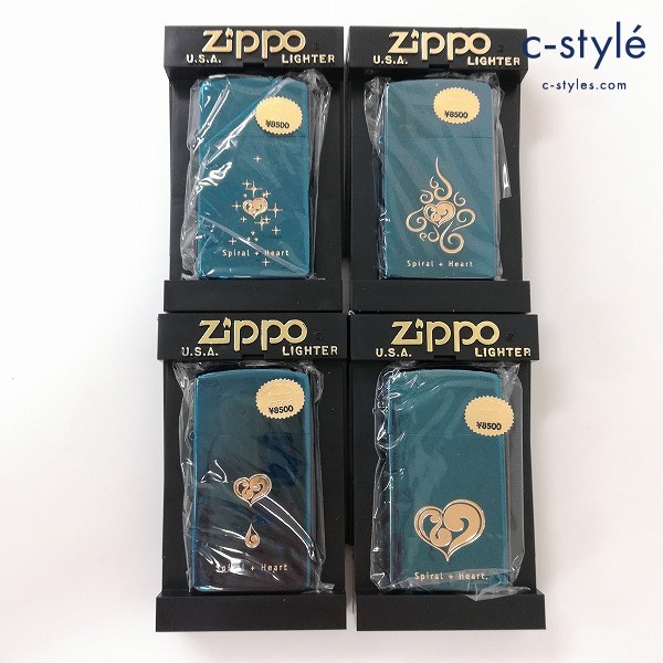 ZIPPO ジッポー ライター Spiral + Heart 4種 メタリックブルー 喫煙具 喫煙グッズ