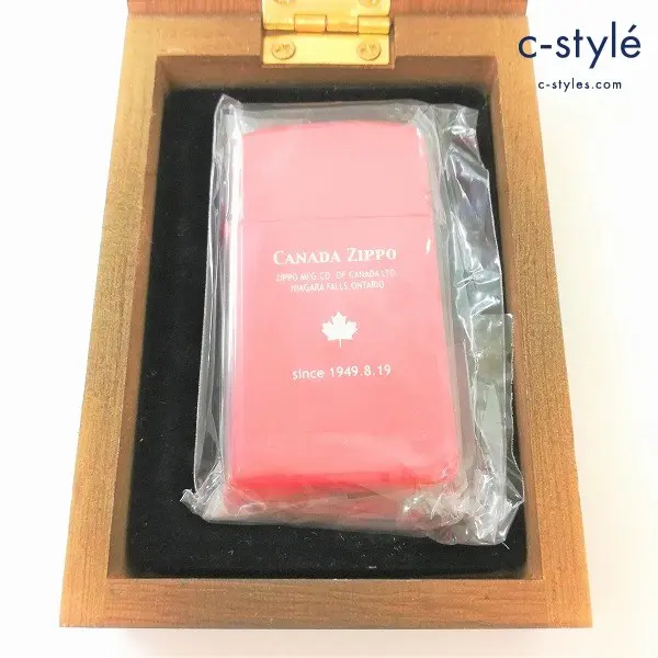 ZIPPO ジッポー Canada カナダ limited edition スリム 木製ケース入り ライター 赤 喫煙具