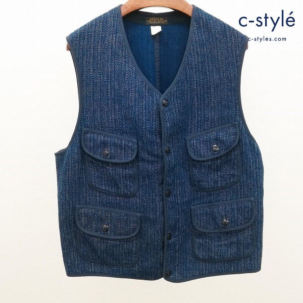 RRL LIMITED EDITION ダブルアールエル BEACH VEST ビーチクロスベスト M ネイビー Vネック 綿100