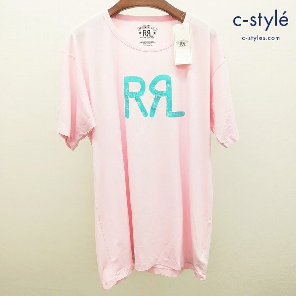 RRL ダブルアールエル LOGO JERSEY TEE Tシャツ L ピンク 半袖 クラシックプリント