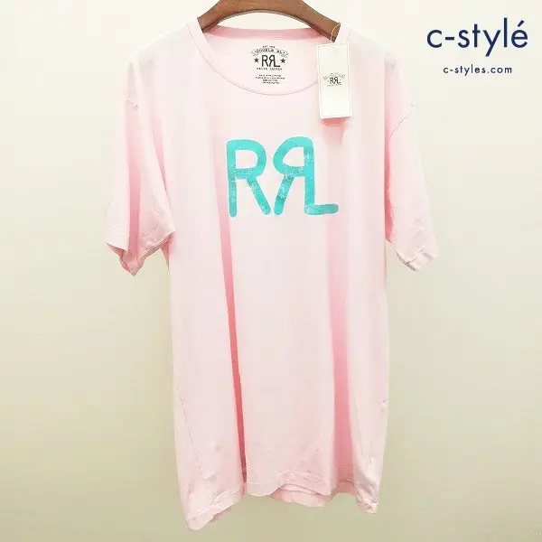 RRL ダブルアールエル LOGO JERSEY TEE Tシャツ L ピンク 半袖 クラシックプリント