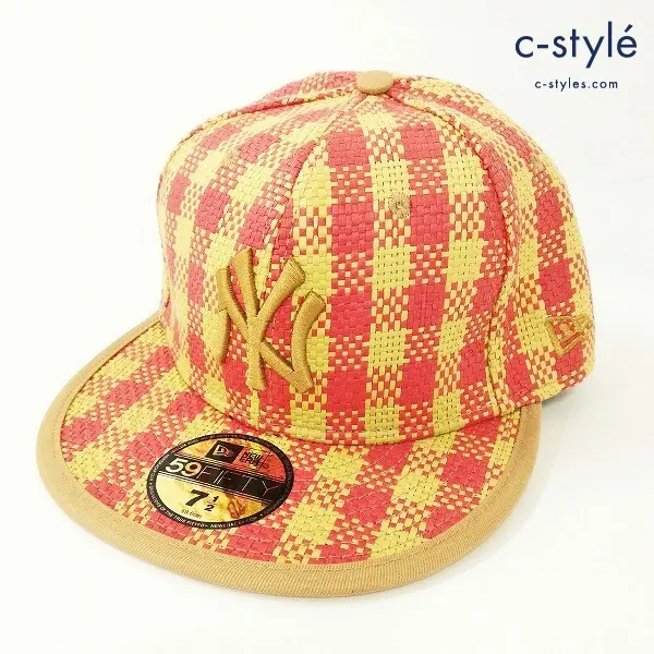 NEW ERA ニューエラ 59FIFTY NEW YORK YANKEES PLAID WEAVE キャップ 7・1/2 59.6cm レッド×オリーブ