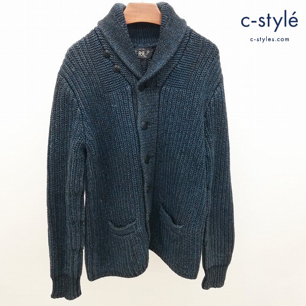 RRL ダブルアールエル ショールカラーカーディガン S ネイビー 綿100 厚手 長袖