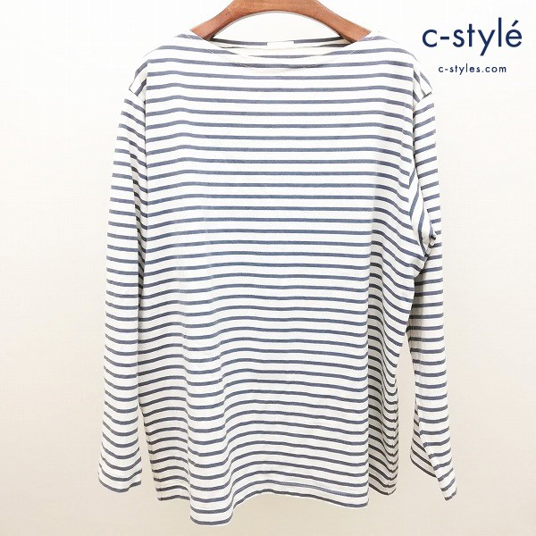 COMOLI コモリ ボーダーボートネック 2 アイボリー×ブルー R01-05017 長袖 綿100 日本製