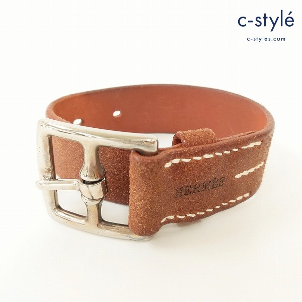 HERMES エルメス レザー バングル 茶 牛革 アクセサリー ブレスレット
