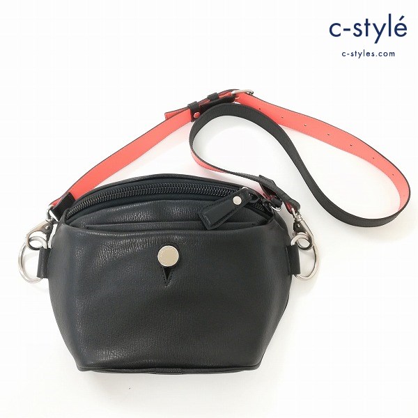 KATSUYUKIKODAMA カツユキコダマ サコッシュ ショルダーバッグ ブラック×オレンジ レザーバッグ 鞄