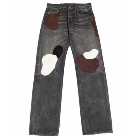 Y’s for men(ワイズフォーメン) スポテッドホースレザーパッチデニムパンツ
