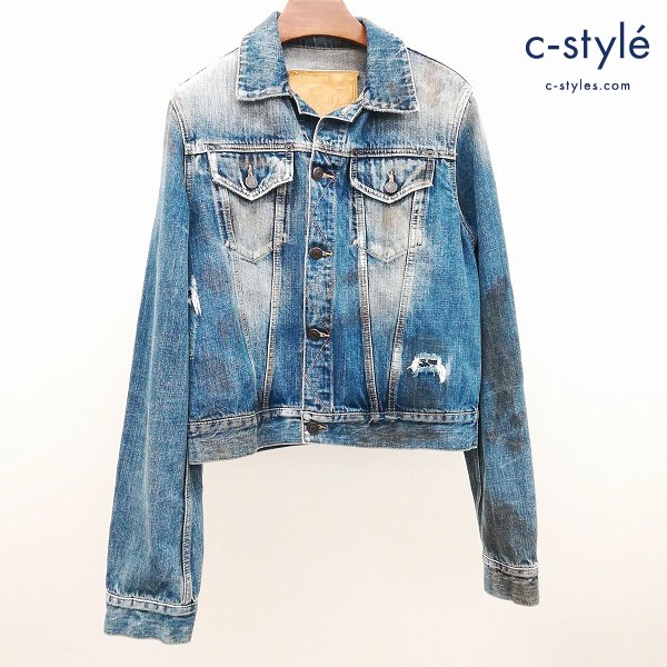 DSQUARED2 ディースクエアード デニムジャケット 48 インディゴ ダメージ加工 オイル加工 長袖 MADE IN ITALY