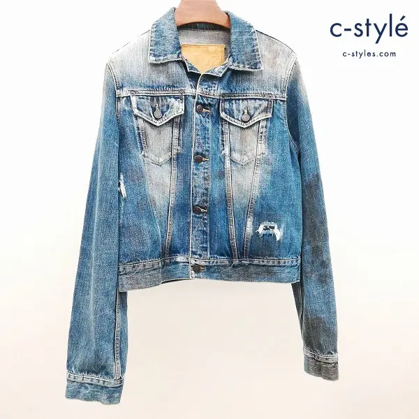 DSQUARED2 ディースクエアード デニムジャケット 48 インディゴ ダメージ加工 オイル加工 長袖 MADE IN ITALY