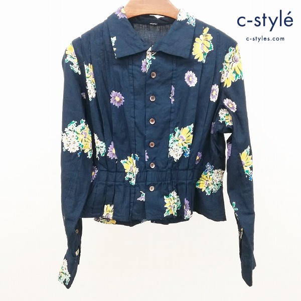 45R マーガレットプリントのボレロブラウス インディゴ 501 3083 MADE IN JAPAN 綿100 花柄 レディース