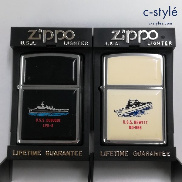 ZIPPO ジッポー U.S.S. DUBUQUE LPD-8 HEWITT DD-966 ライター シルバー×ブラック系 シルバー×ホワイト系
