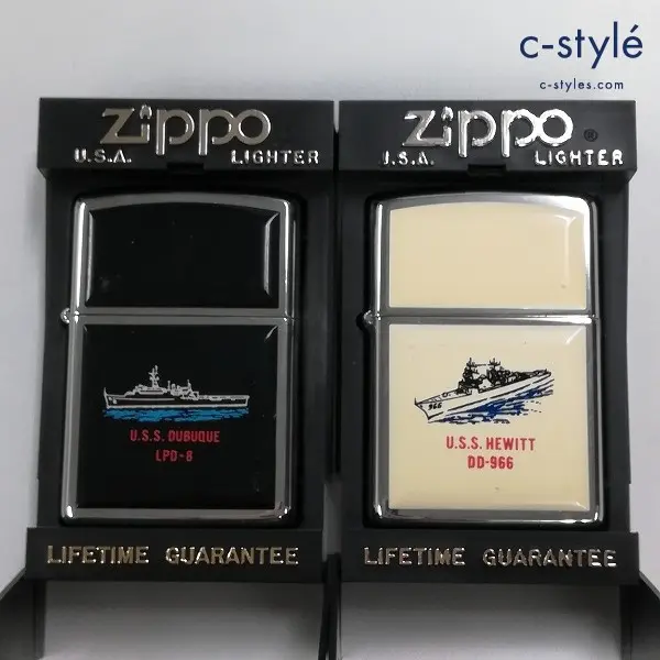 ZIPPO ジッポー U.S.S. DUBUQUE LPD-8 HEWITT DD-966 ライター シルバー×ブラック系 シルバー×ホワイト系