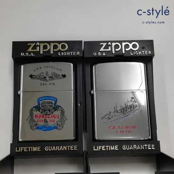 ZIPPO ジッポー U.S.S. HONOLULU SSN-718 USNS A.J. HIGGINS T-AD 190 ライター シルバー