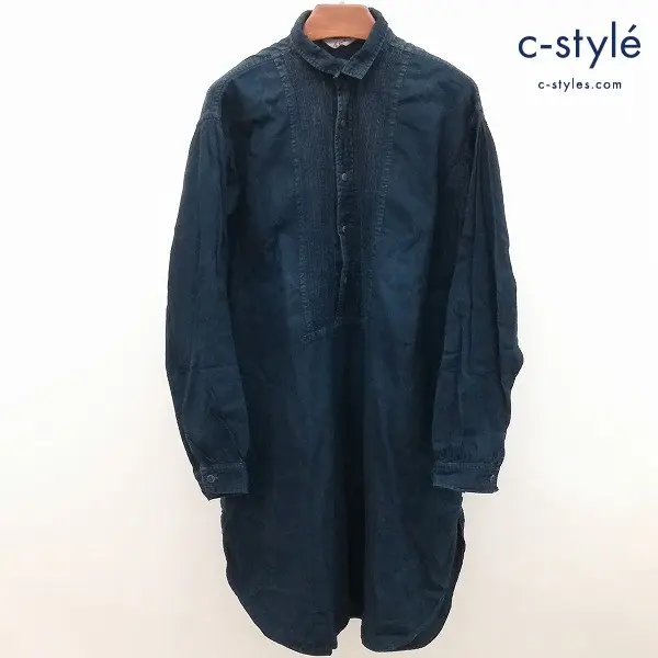45R フォーティファイブアール 長袖 チュニック size2 インディゴ 綿100 日本製 レディース