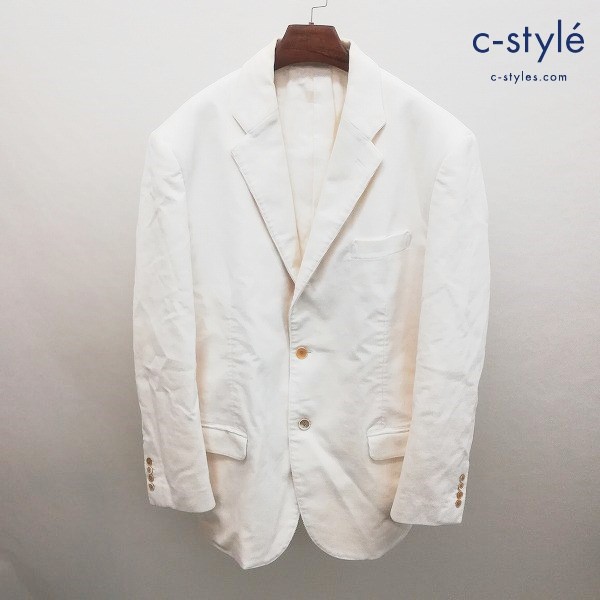 Papas パパス テーラードジャケット LL ホワイト コーデュロイ 段返り3つボタン 日本製