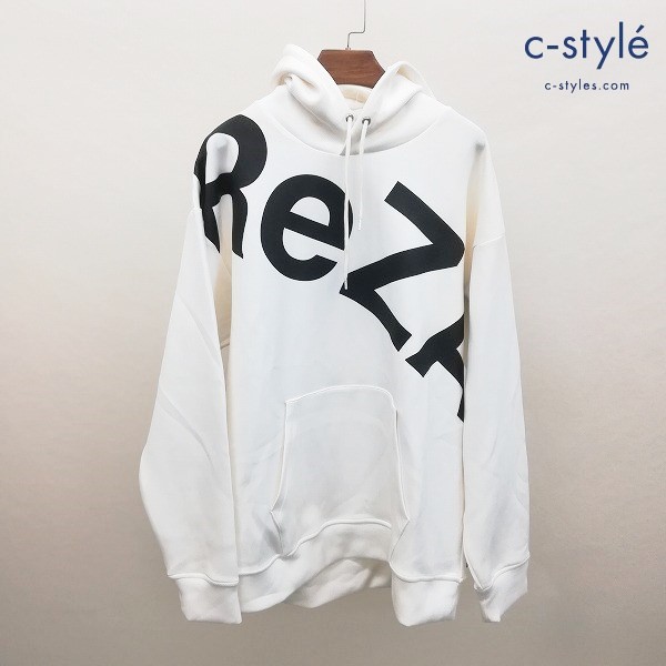 ReZARD リザード ビッグロゴパーカー L ホワイト×ブラック フーディー 長袖 MADE IN JAPAN ロゴプリント