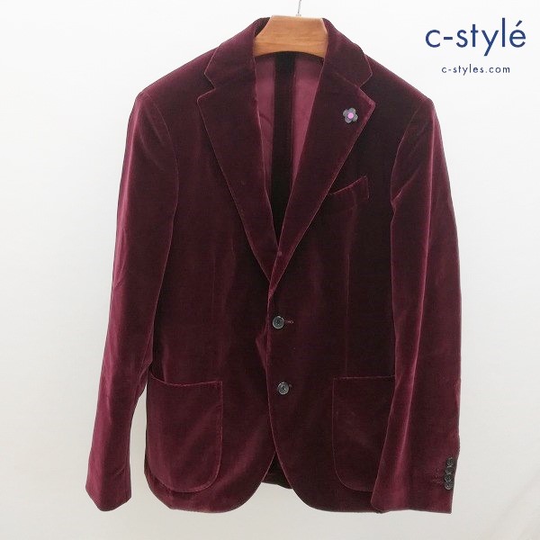 AVEDIS BY LARDINI ラルディーニ テーラードベロアジャケット 46 ボルドー 3B イタリア製