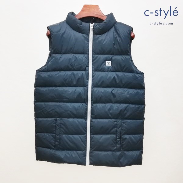 ARMANI JUNIOR ダウンベスト 16A ネイビー ジップアップ フード付き キッズ 男の子 女の子