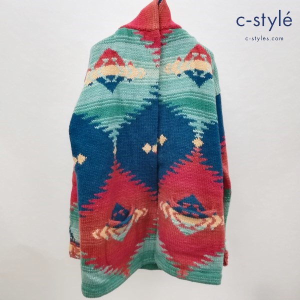 RALPH LAUREN ラルフローレン ネイティブ ハンドニットカーディガン L マルチカラー 厚手