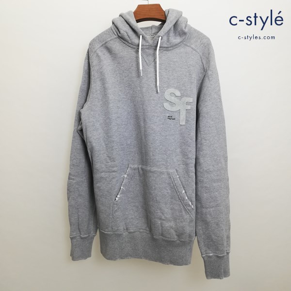Sacai×Fragment Design プルオーバー パーカー 2 グレー 21-0315S フード 長袖 綿100% ダメージ加工