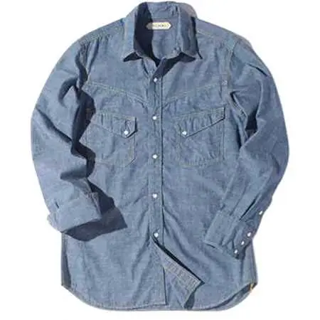 YCHAI(イカイ) メイドインジャパン コットンシャンブレーウエスタンシャツ ライトブルー