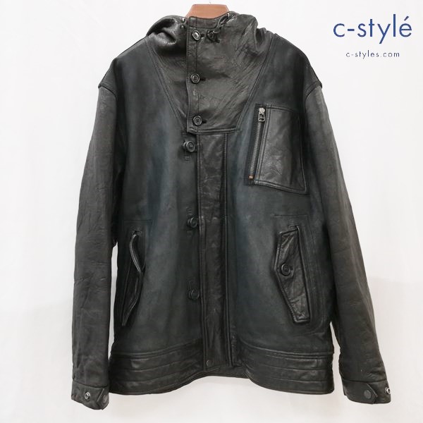 AVIREX アヴィレックス レザージャケット L ブラック 28-A6755 長袖 フード