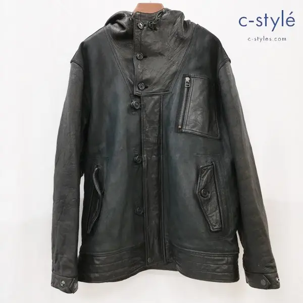 AVIREX アヴィレックス レザージャケット L ブラック 28-A6755 長袖 フード